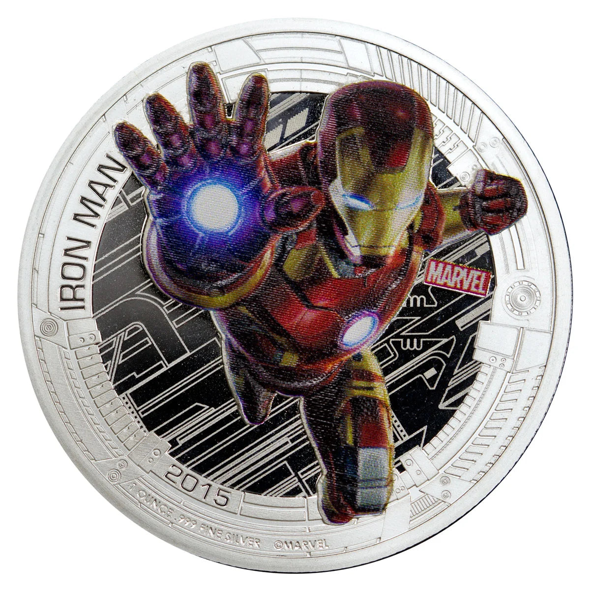 COLLECTABLE – 2015 Niue Marvel Avengers: Age of Ultron – Iron Man 1oz Silver Colourised Proof $2