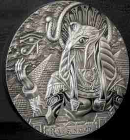 2018 3 oz RA SUN GOD Silver Coin MS 69 Gods of the World - Cook Islands - UK