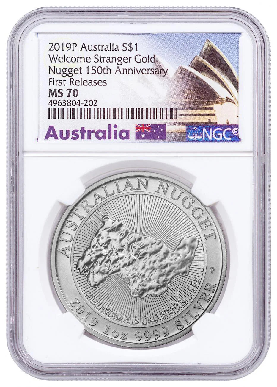 COLLECTABLE – 2019-P Australia 1oz Silver Nugget $1 Coin MS70 First Release