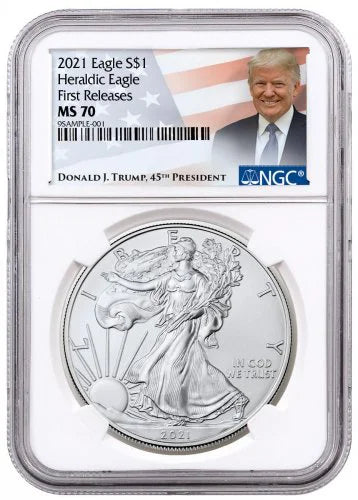 2021 American Silver Eagle T-1 NGC MS70 First Release Trump Label