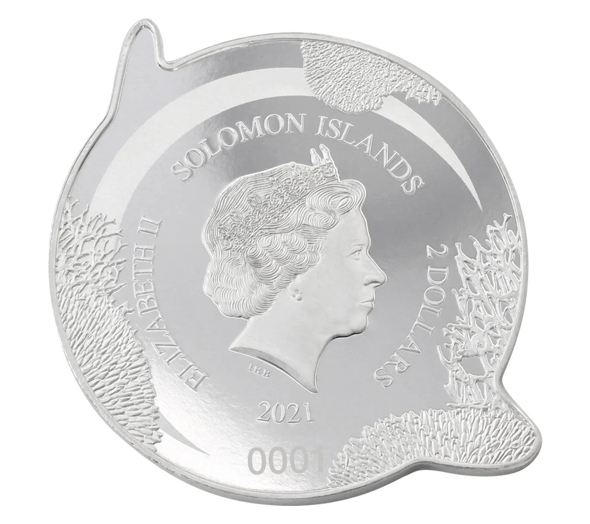 2021 SOLOMON ISLANDS GIANTS OF GALAPAGOS – WHALE SHARK SHAPED 1oz SILVER $2 COIN GEM PROOFLIKE