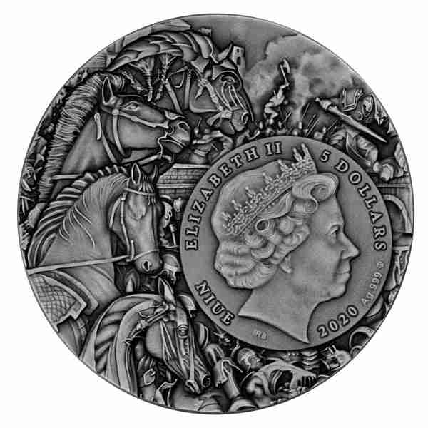 2020 2 oz BLACK HORSE Silver Coin MS 70 Four Horsemen of the Apocalypse - NIue - UK