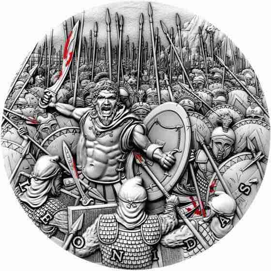 2019 2 oz LEONIDAS Silver Coin MS 70 Great Commanders - Niue - UK