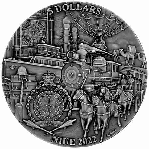 2022 Niue AROUND THE WORLD IN 80 DAYS 150th Anniversary 3 oz Silver Coin – US